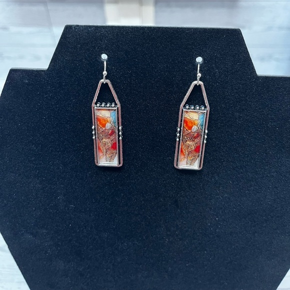 Jewelry - Artistic Red and Orange Dangle Earrings